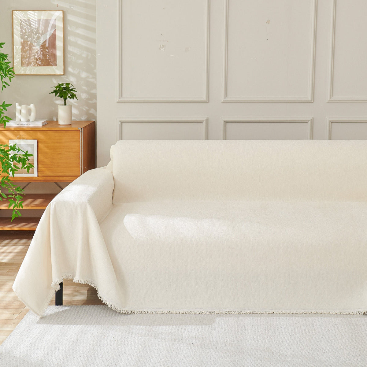 Boho Metal Fabric Sofa Cover Fringe Tassel Full