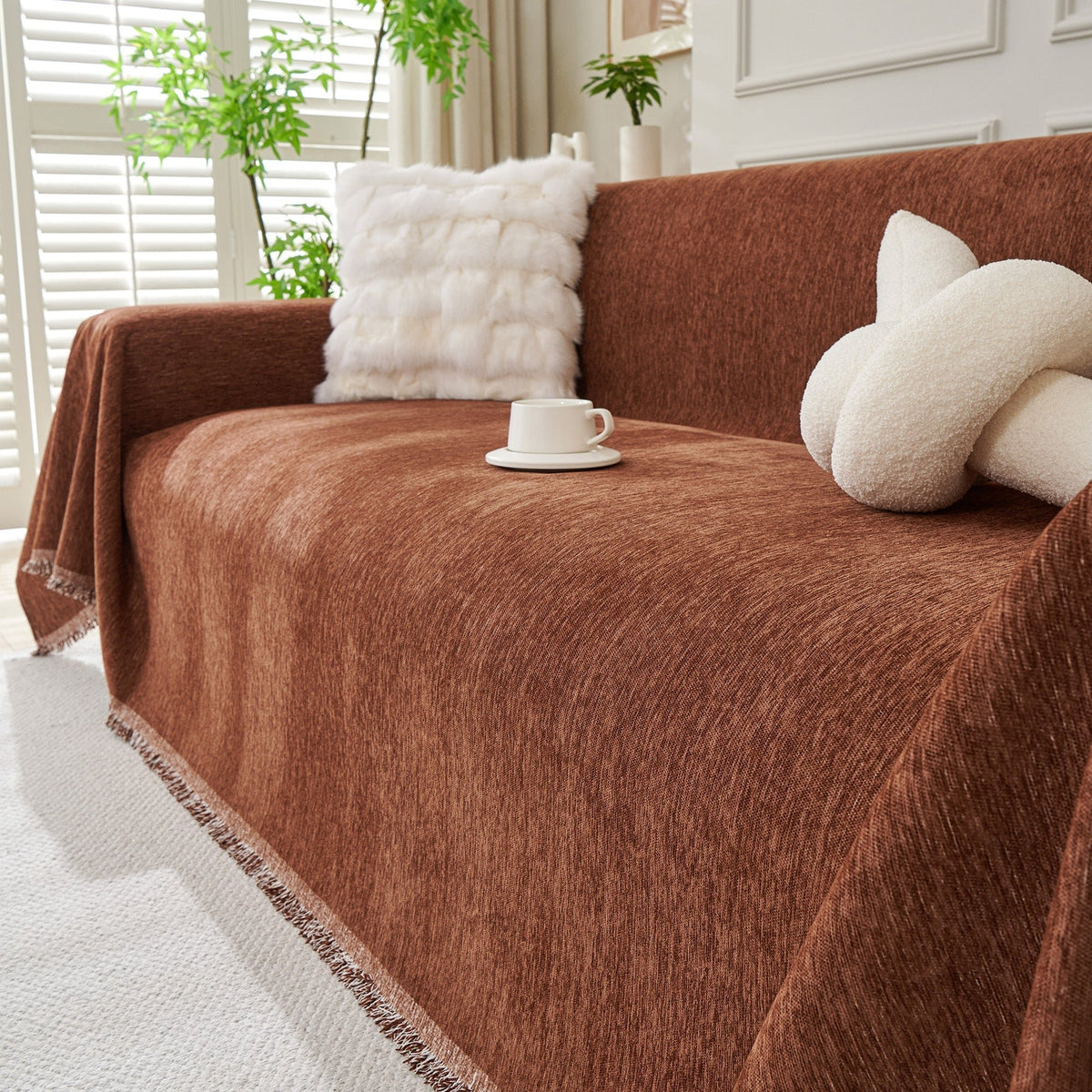 Boho Metal Fabric Sofa Cover Fringe Tassel View 37