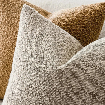 Boucle Cushion Cover Pinched Corner Close Up