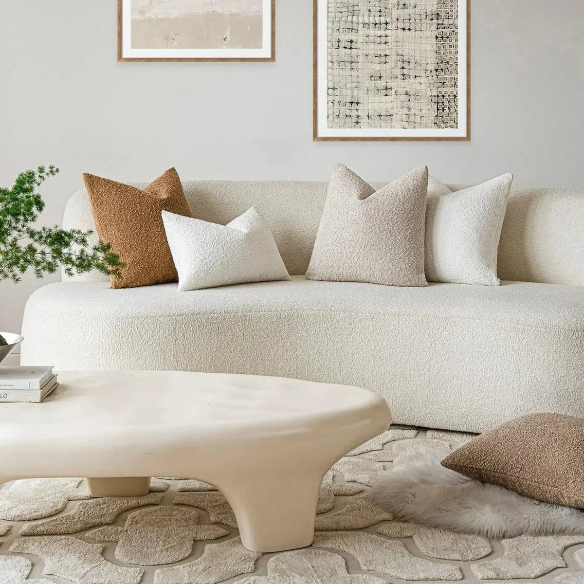 Boucle Cushion Cover Pinched Corner Side