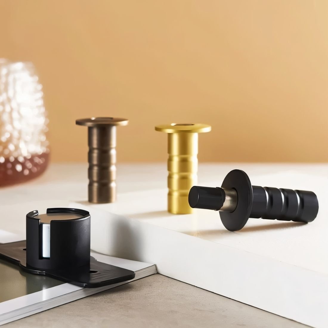Brass Concealed Magnetic Door Stop Flush Floor Full
