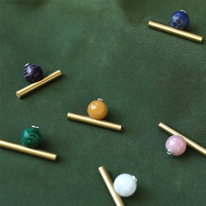 Brass Crystal Knob Pull Bar Asymmetric Ball Close Up