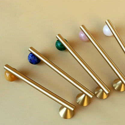 Brass Crystal Knob Pull Bar Asymmetric Ball Detail