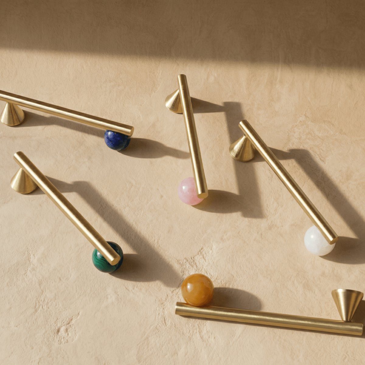 Brass Crystal Knob Pull Bar Asymmetric Ball Hero