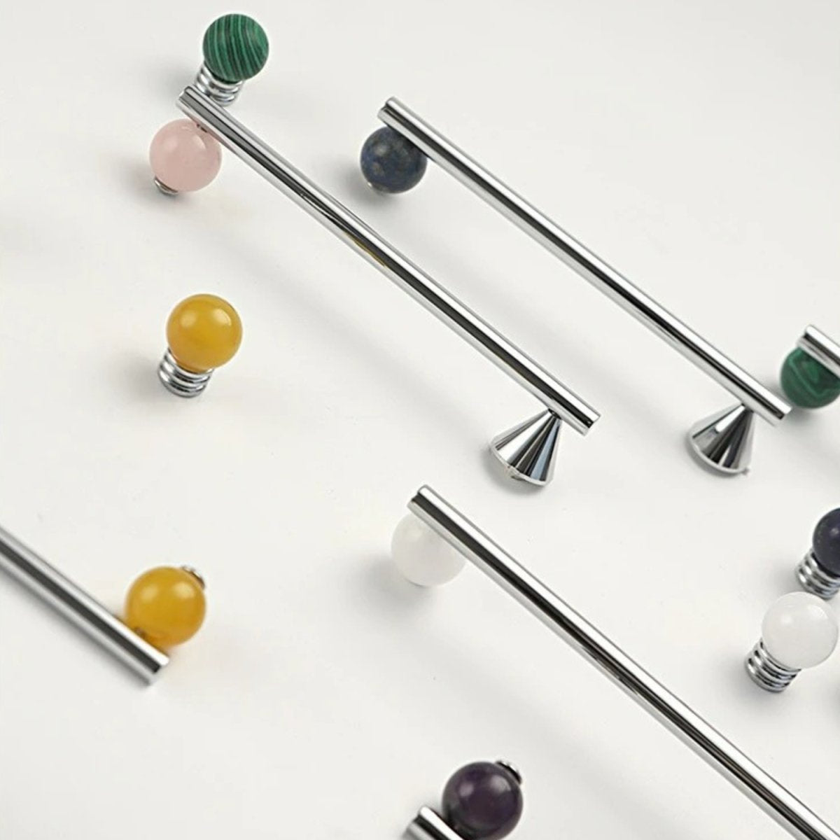 Brass Crystal Knob Pull Bar Asymmetric Ball Lifestyle