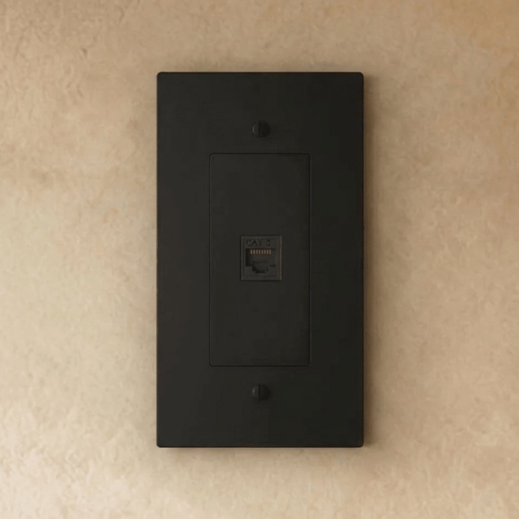 Brass Ethernet Socket RJ45 Single Gang Recessed Close Up