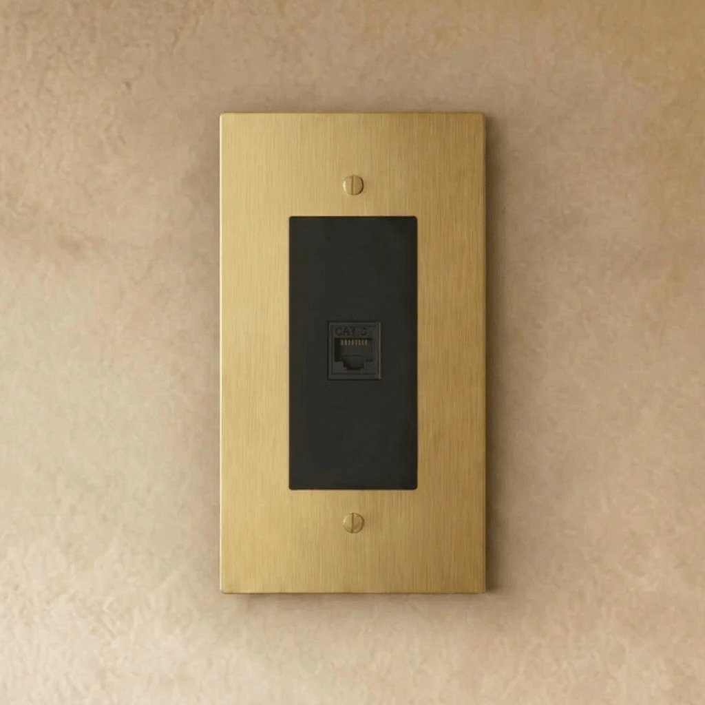 Brass Ethernet Socket RJ45 Single Gang Recessed Detail