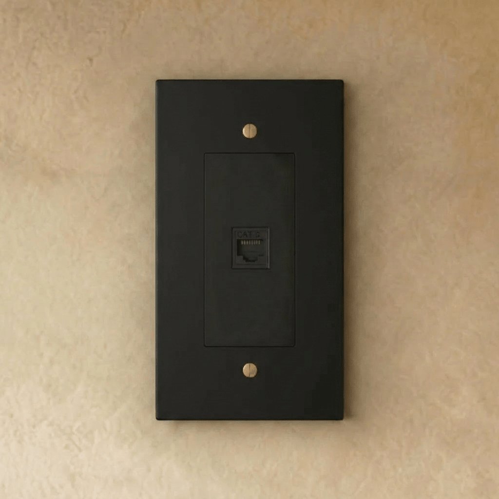 Brass Ethernet Socket RJ45 Single Gang Recessed Front