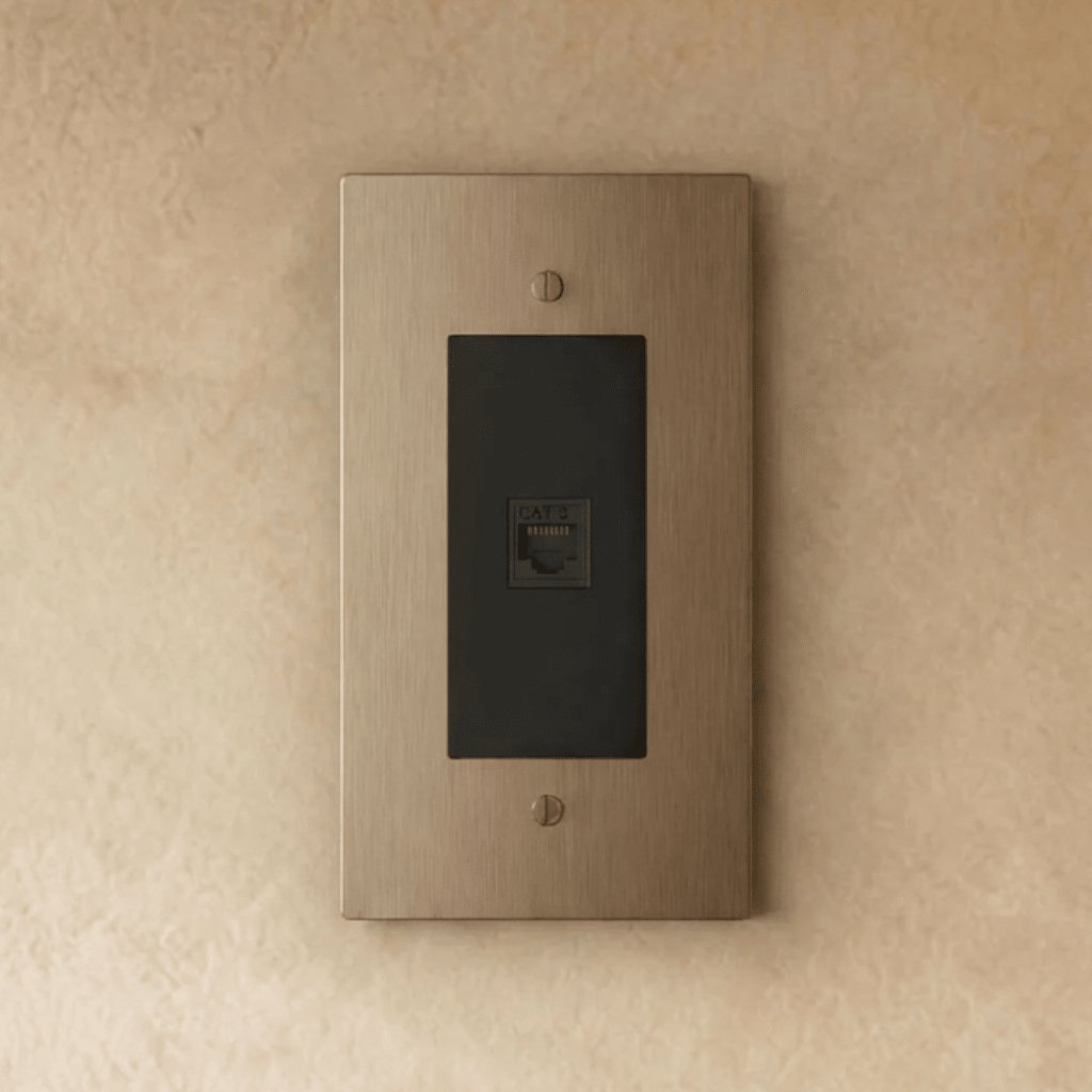 Brass Ethernet Socket RJ45 Single Gang Recessed Lifestyle