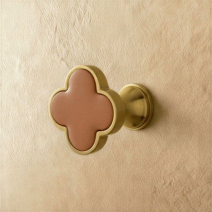 Brass Leather Cabinet Knob Quatrefoil Shape Lifestyle
