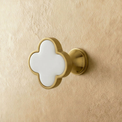 Brass Leather Cabinet Knob Quatrefoil Shape View 11