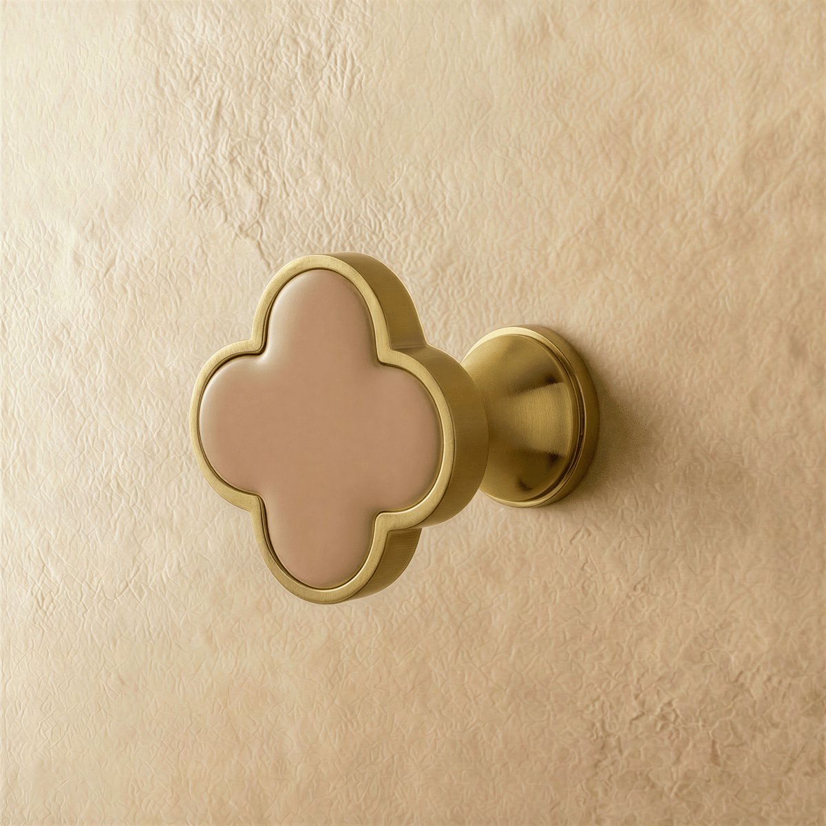 Brass Leather Cabinet Knob Quatrefoil Shape View 12