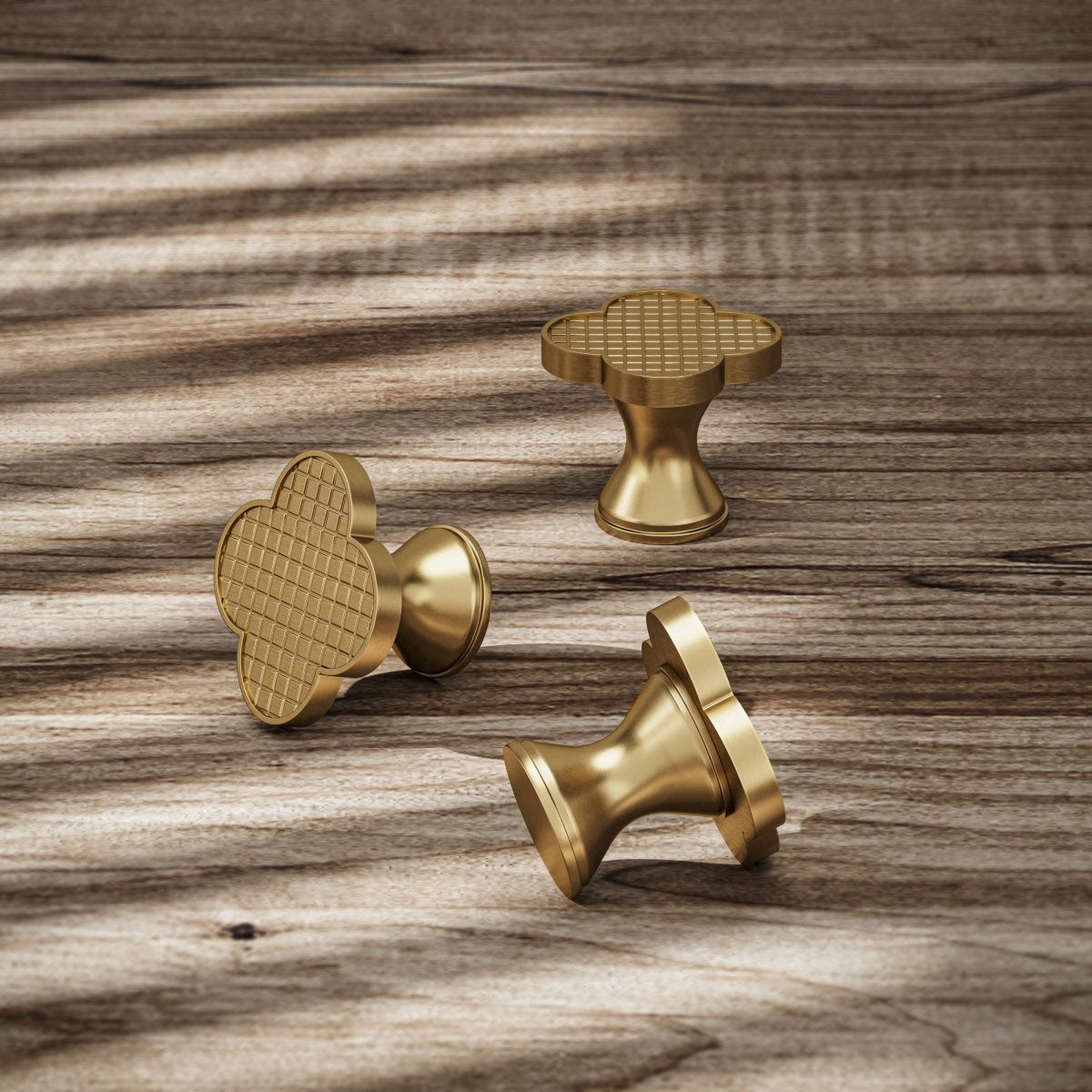 Brass Leather Cabinet Knob Quatrefoil Shape View 18