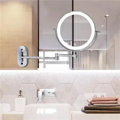 Chrome LED Vanity Mirror Folding Wall Mount Arm Detail