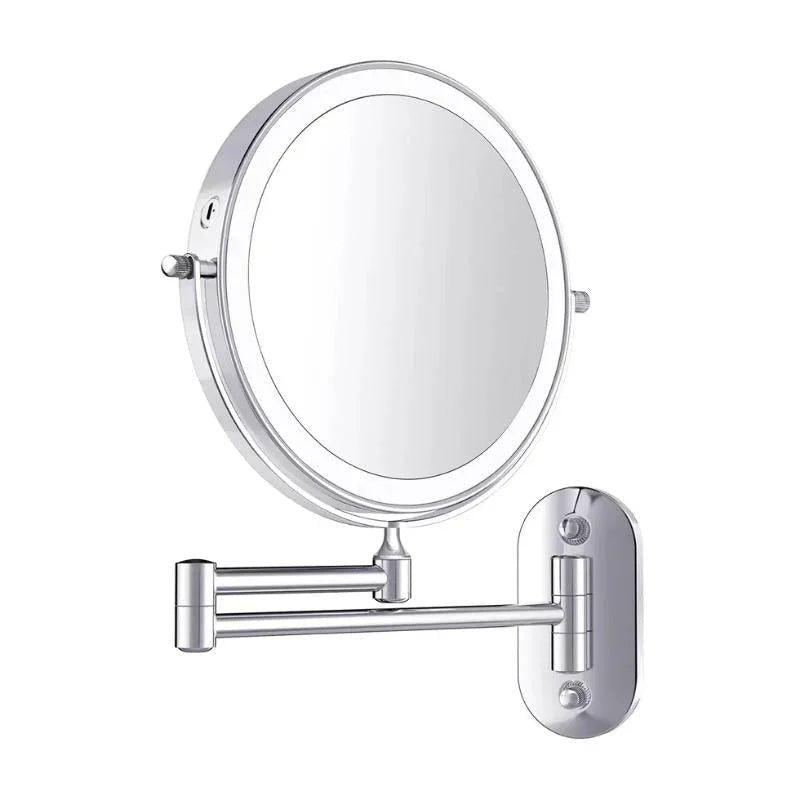 Chrome LED Vanity Mirror Folding Wall Mount Arm Front