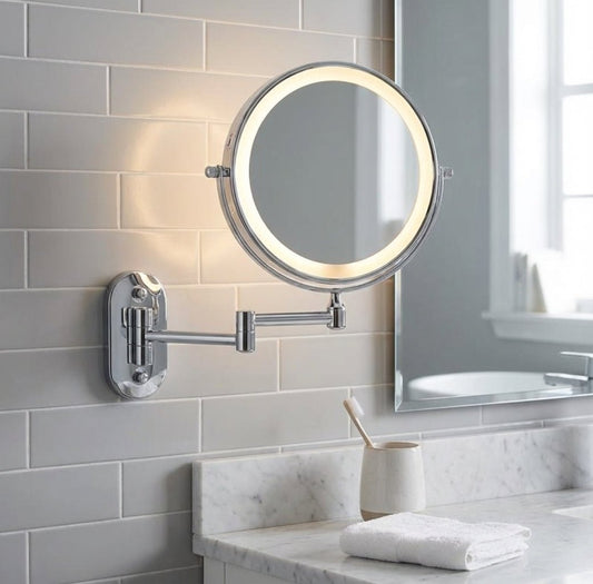 Chrome LED Vanity Mirror Folding Wall Mount Arm Hero