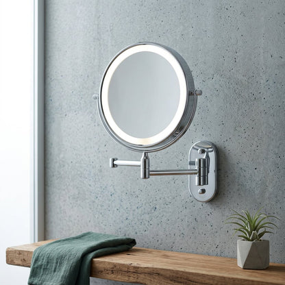 Chrome LED Vanity Mirror Folding Wall Mount Arm View 12