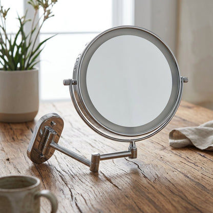 Chrome LED Vanity Mirror Folding Wall Mount Arm View 13