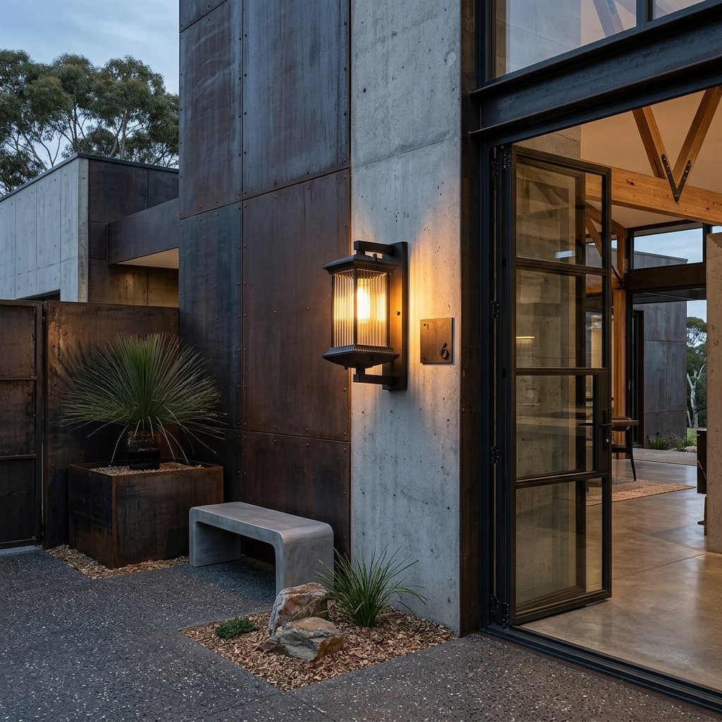 Classic Outdoor Lantern Wall Light Ribbed Glass Lifestyle