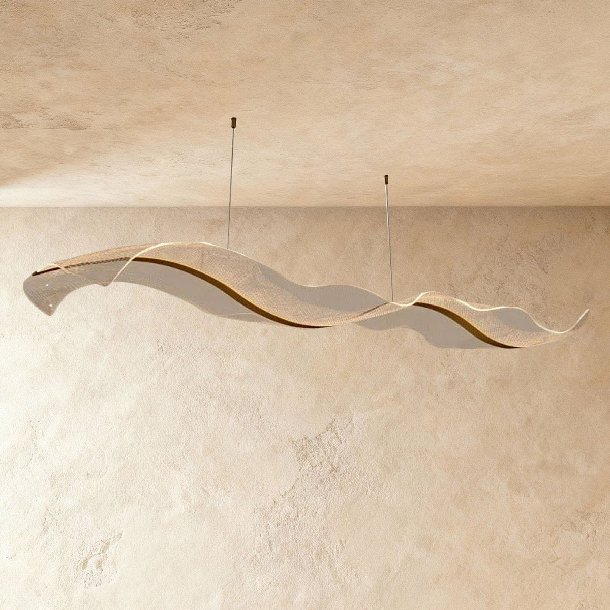 Contemporary Acrylic Chandelier Wavy Ribbon Gold Alternate