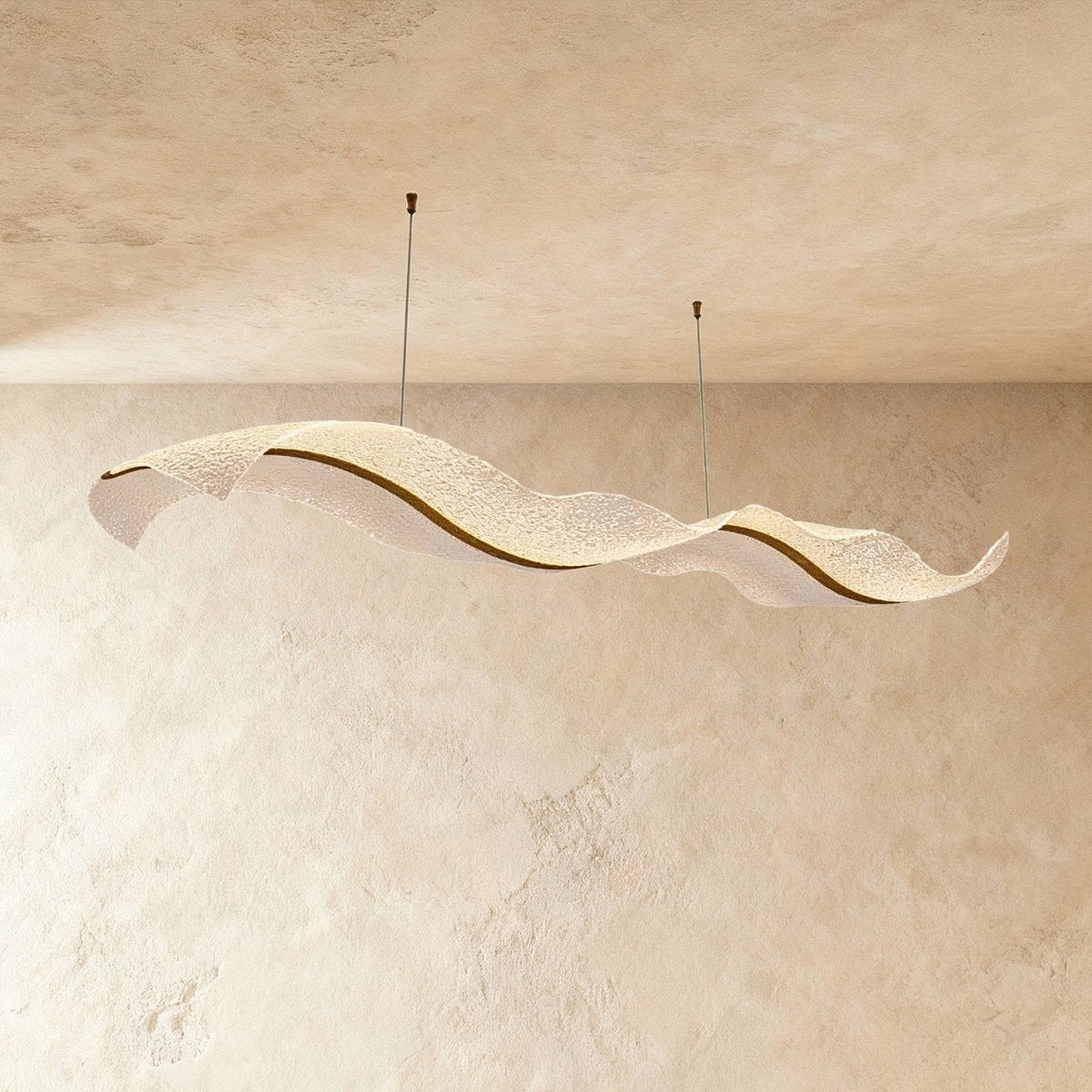 Contemporary Acrylic Chandelier Wavy Ribbon Gold Front