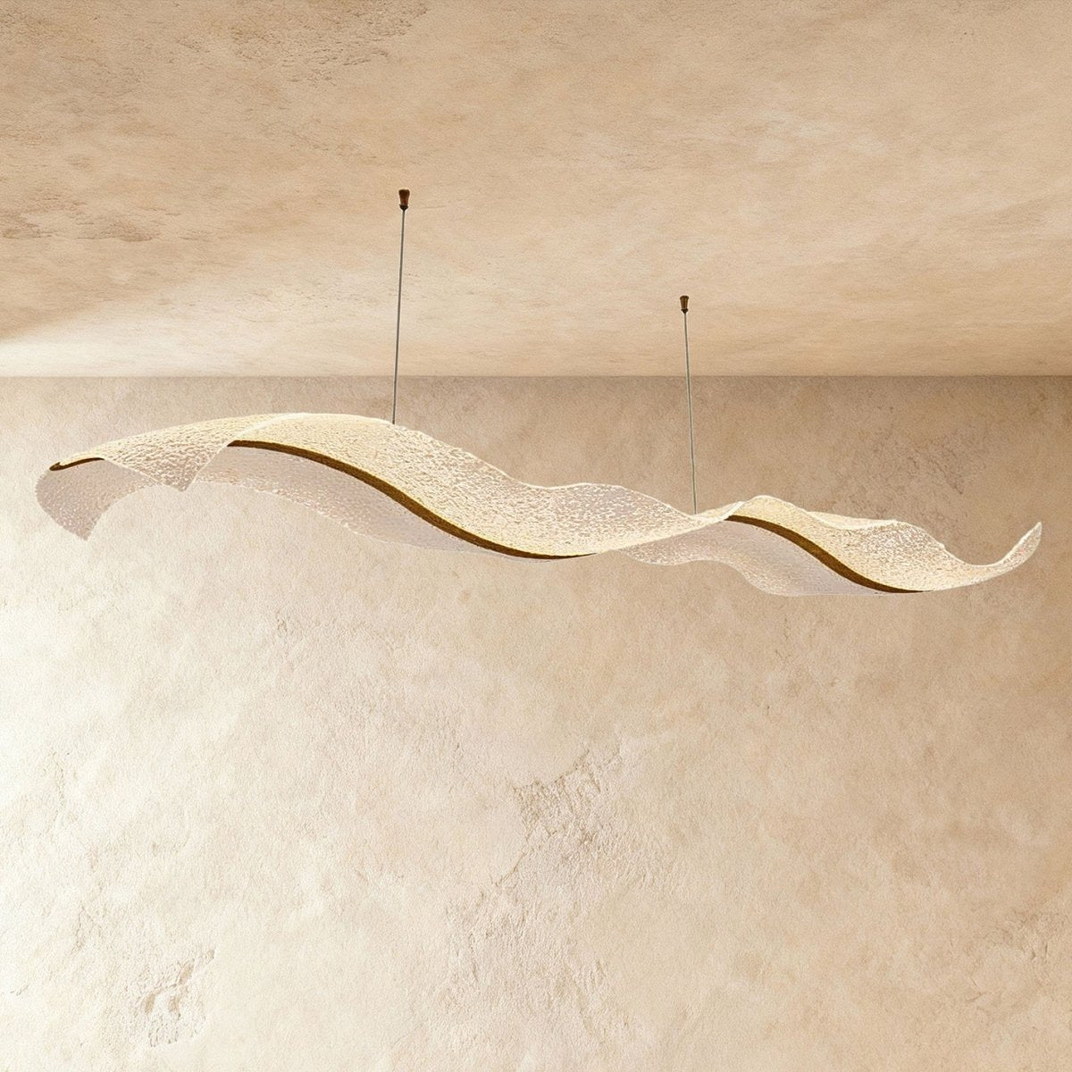 Contemporary Acrylic Chandelier Wavy Ribbon Gold Hero