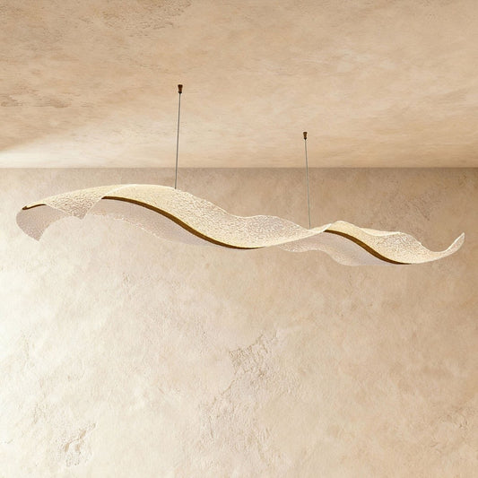 Contemporary Acrylic Chandelier Wavy Ribbon Gold Hero