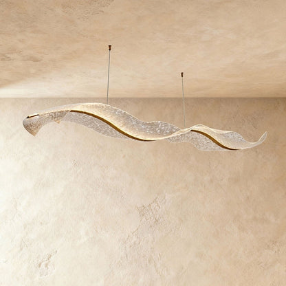 Contemporary Acrylic Chandelier Wavy Ribbon Gold Lifestyle