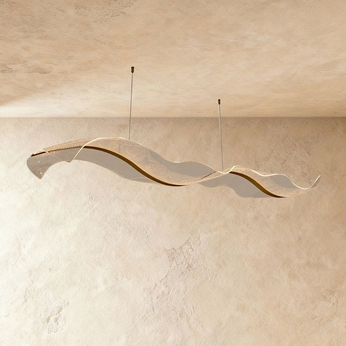 Contemporary Acrylic Chandelier Wavy Ribbon Gold View 11