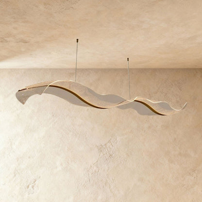 Contemporary Acrylic Chandelier Wavy Ribbon Gold View 11