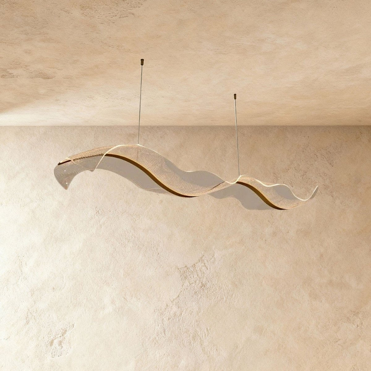 Contemporary Acrylic Chandelier Wavy Ribbon Gold View 12