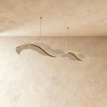 Contemporary Acrylic Chandelier Wavy Ribbon Gold View 12