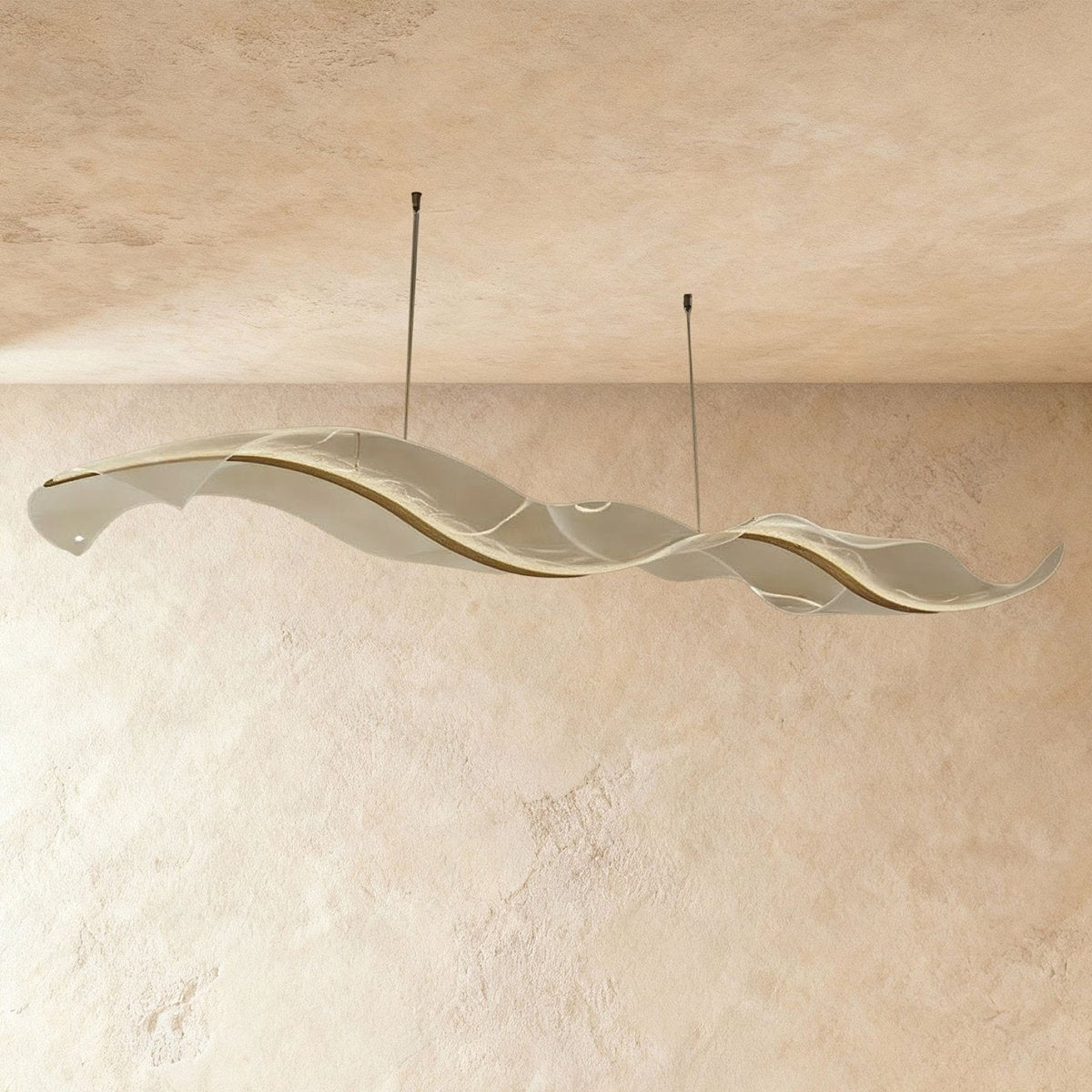 Contemporary Acrylic Chandelier Wavy Ribbon Gold View 13
