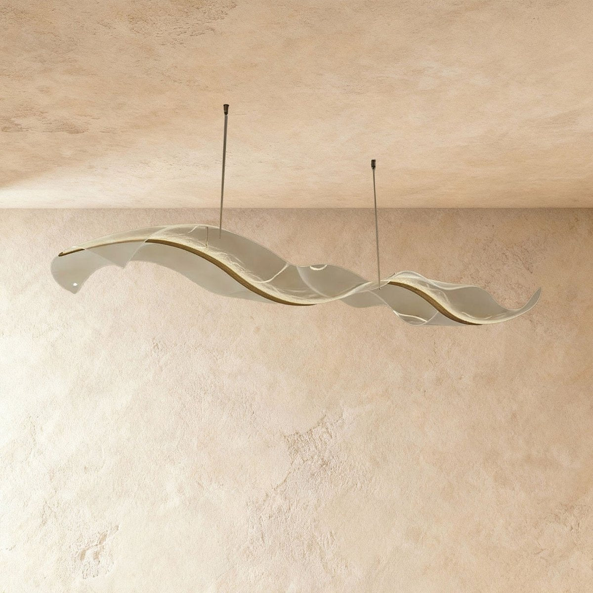 Contemporary Acrylic Chandelier Wavy Ribbon Gold View 14