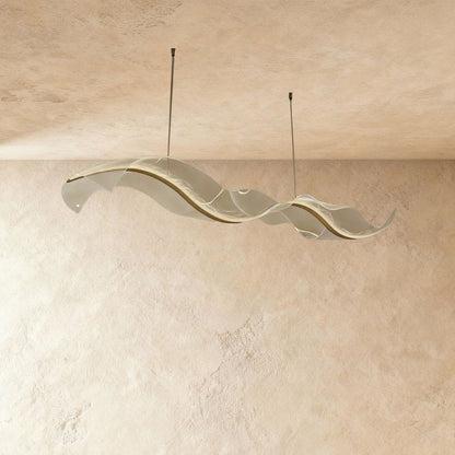Contemporary Acrylic Chandelier Wavy Ribbon Gold View 15