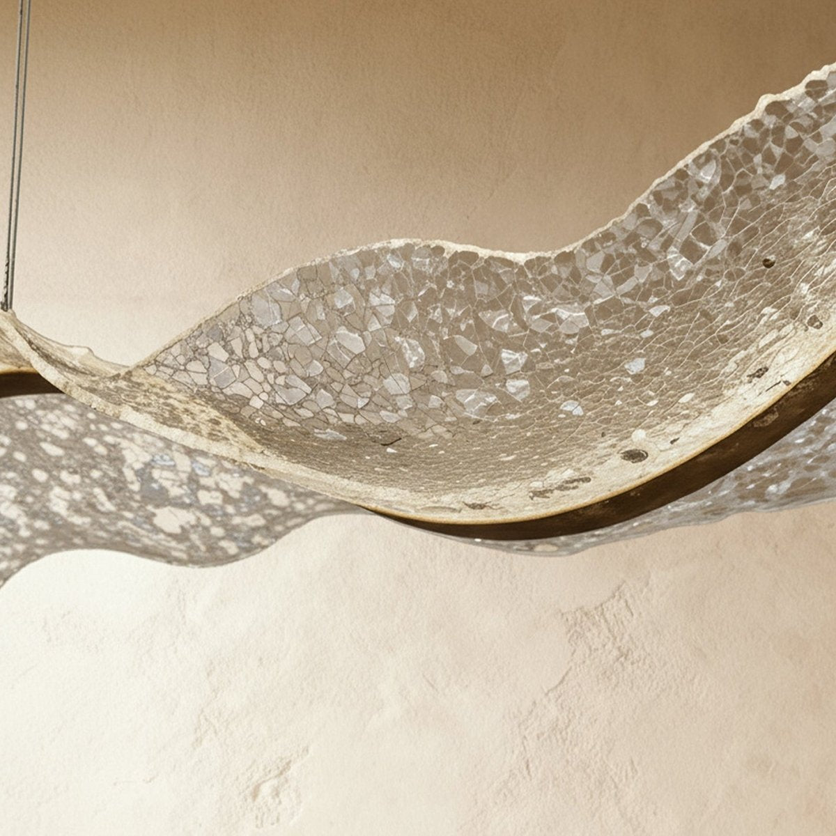 Contemporary Acrylic Chandelier Wavy Ribbon Gold View 16
