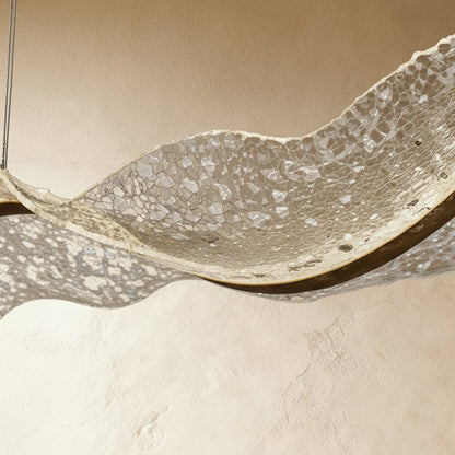 Contemporary Acrylic Chandelier Wavy Ribbon Gold View 16