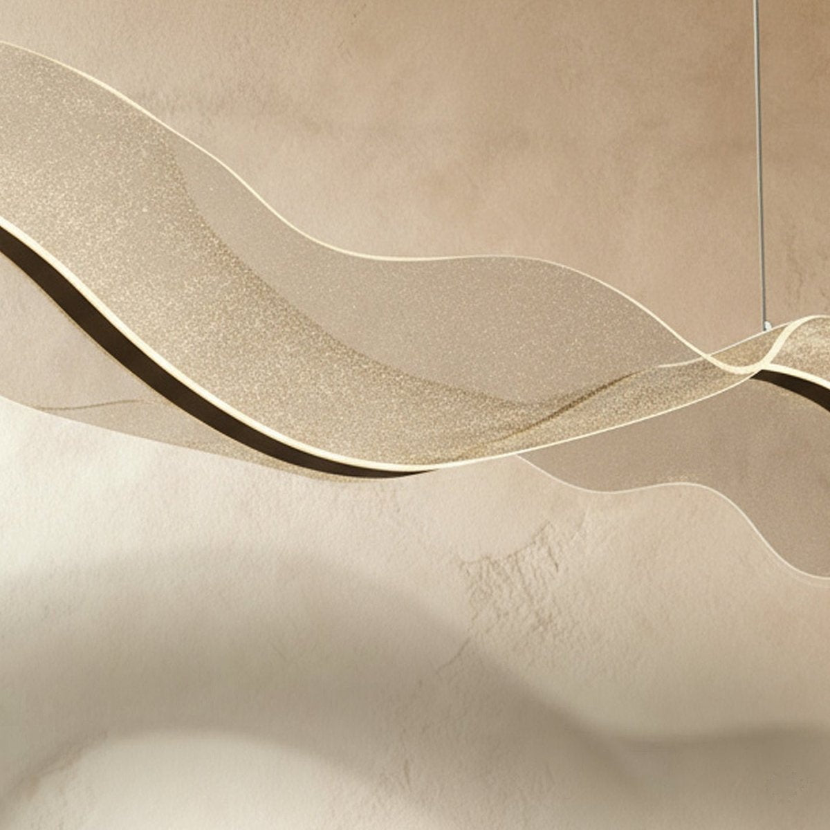 Contemporary Acrylic Chandelier Wavy Ribbon Gold View 17