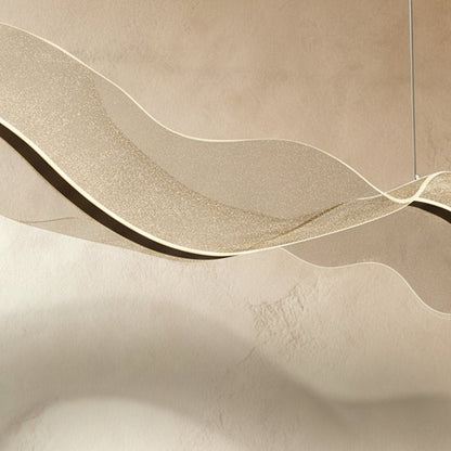 Contemporary Acrylic Chandelier Wavy Ribbon Gold View 17