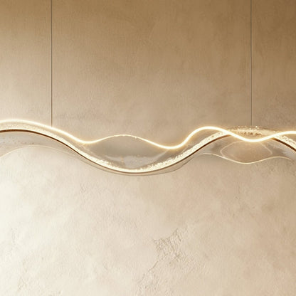 Contemporary Acrylic Chandelier Wavy Ribbon Gold View 18