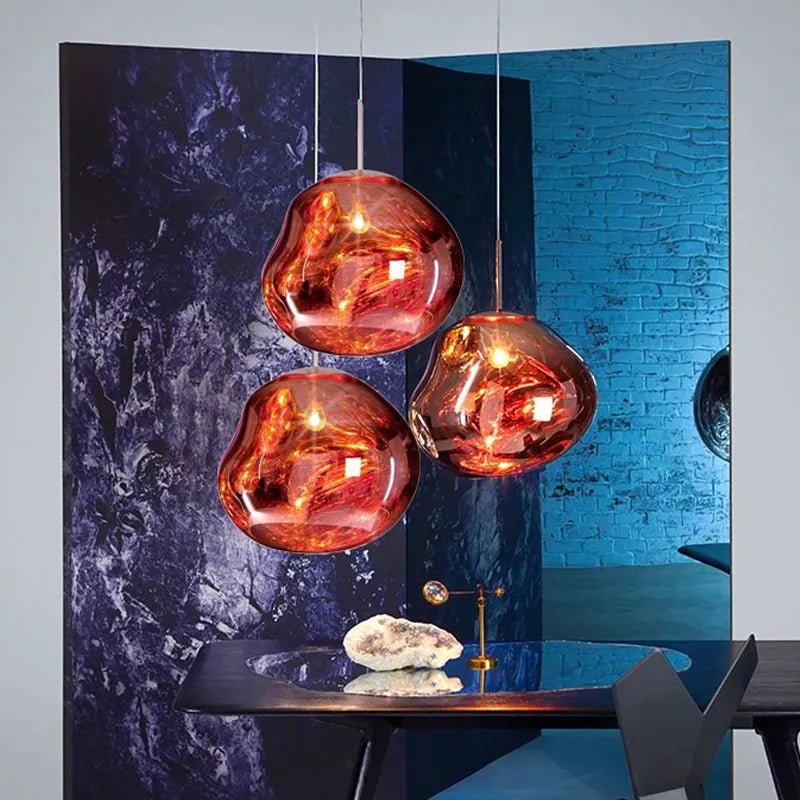 Contemporary Acrylic Pendant Light Molten Organic Shape Close Up