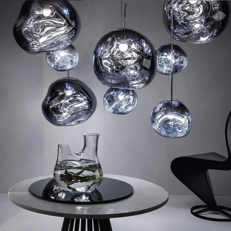 Contemporary Acrylic Pendant Light Molten Organic Shape Front