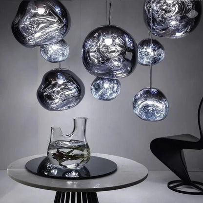 Contemporary Acrylic Pendant Light Molten Organic Shape Front