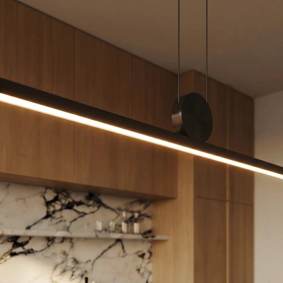 Contemporary Aluminum Pendant Light Sphere Bar LED Side