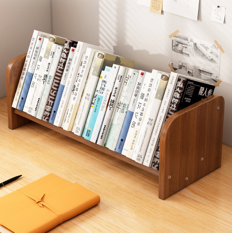 Contemporary Bamboo Bookshelf Arch Side Single Tier Front