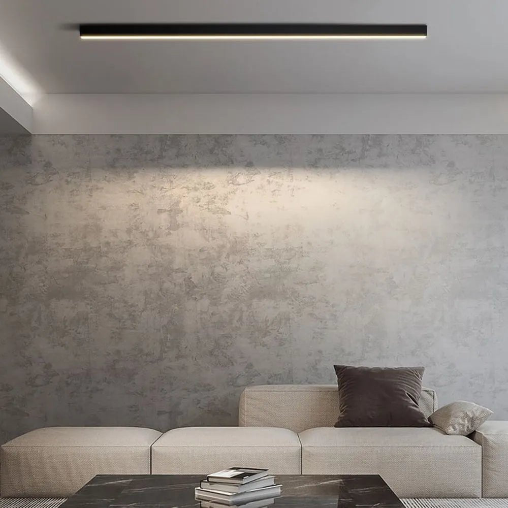 Contemporary Black Linear Flush Mount Ceiling Light Alternate