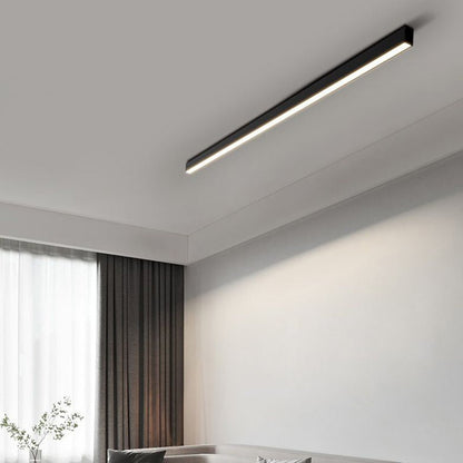 Contemporary Black Linear Flush Mount Ceiling Light Close Up