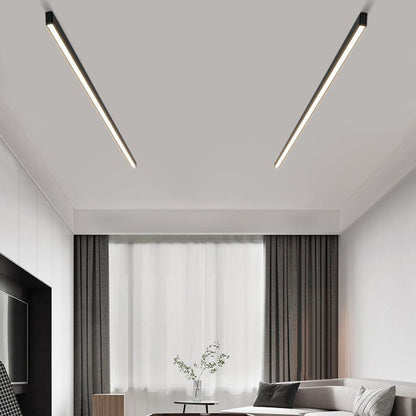 Contemporary Black Linear Flush Mount Ceiling Light Detail