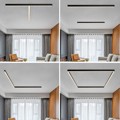 Contemporary Black Linear Flush Mount Ceiling Light Front
