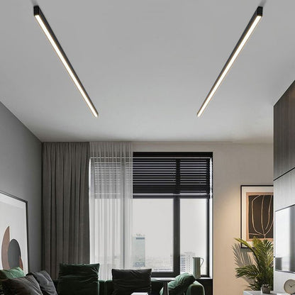 Contemporary Black Linear Flush Mount Ceiling Light Lifestyle